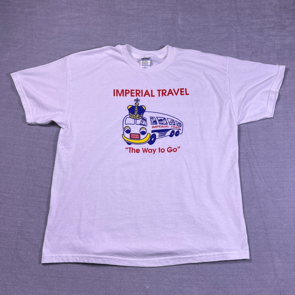 Gildan Imperial Travel Royal Tours The Way to Go Graphic‎ T-Shirt Mens XL White